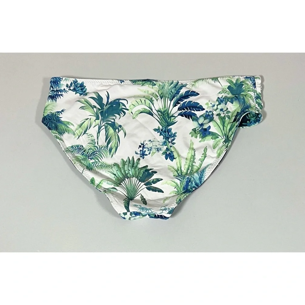 Tommy Bahama White Navy Blue Palm Tree Reversible Bikini Bottoms Size S 💙🌴✨ - Picture 3 of 8